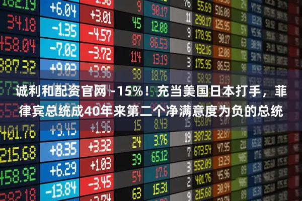诚利和配资官网 -15%！充当美国日本打手，菲律宾总统成40年来第二个净满意度为负的总统